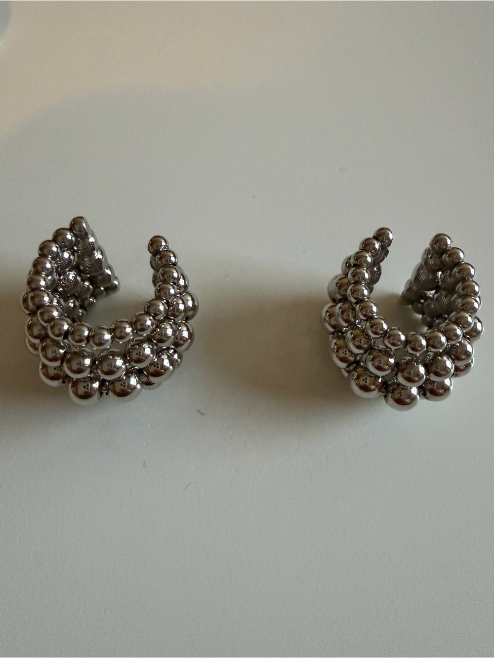 Silver Beaded Cluster Hoop Earrings - Women Jewelry